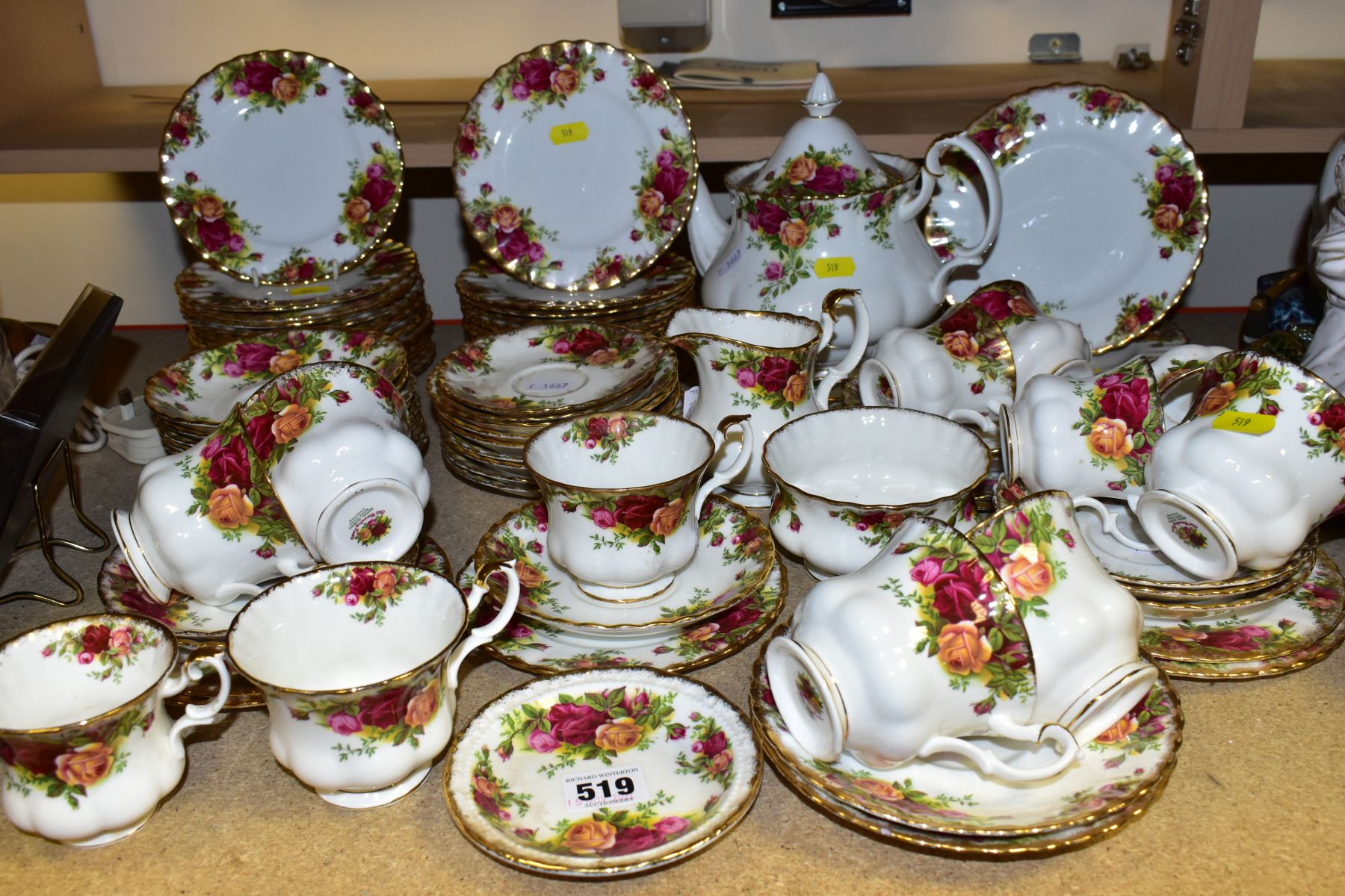 AN EIGHTY ONE PIECE ROYAL ALBERT OLD COUNTRY ROSES TEASET, comprising a teapot (second with chip and