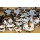 AN EIGHTY ONE PIECE ROYAL ALBERT OLD COUNTRY ROSES TEASET, comprising a teapot (second with chip and