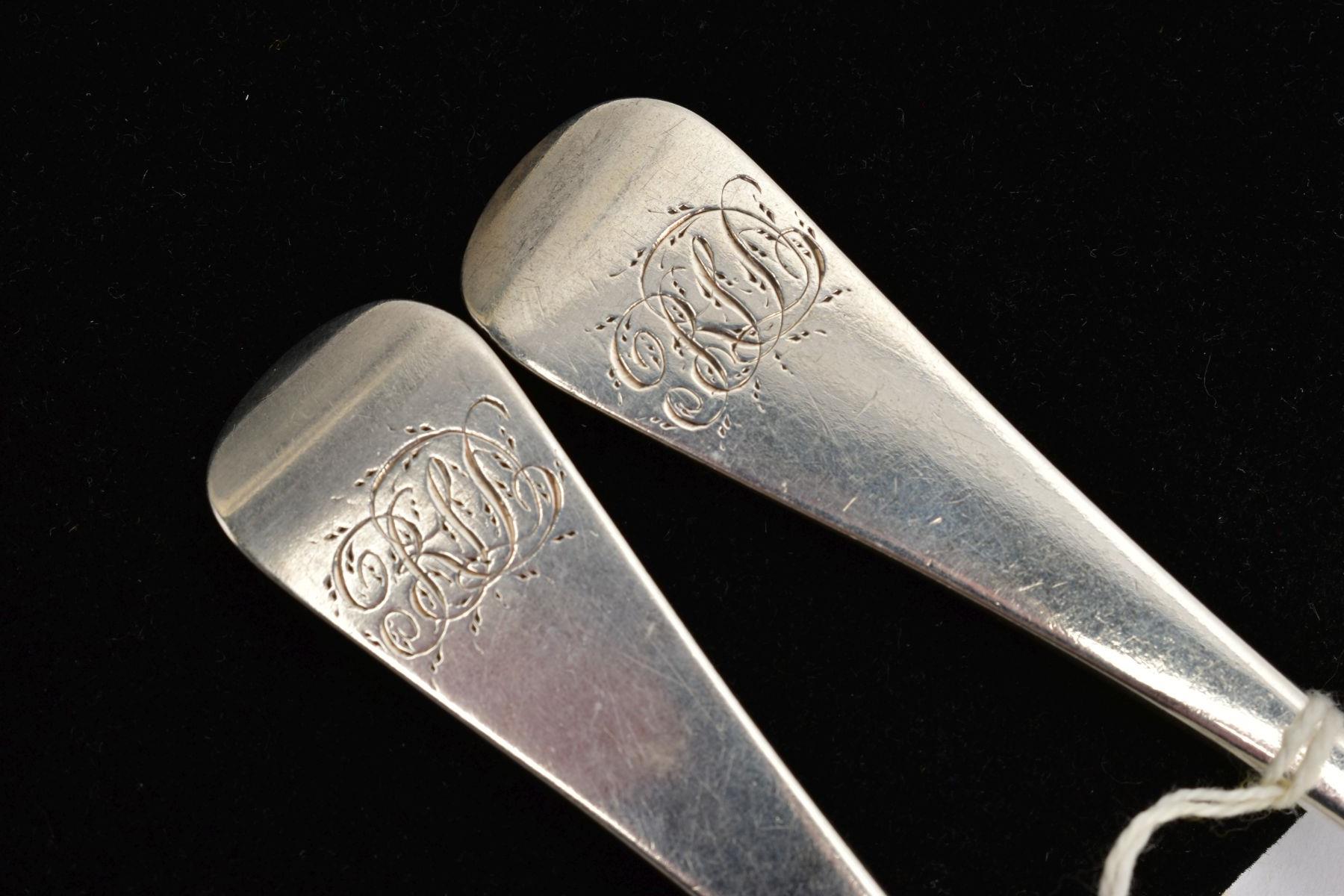 A PAIR OF SILVER TABLESPOONS, old English pattern, engraved initials to the terminals, hallmarked ' - Image 2 of 4