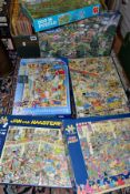 A QUANTITY OF ASSORTED BOXED JIGSAWS, assorted modern jigsaws by Jumbo, Ravensburger and Gibson,