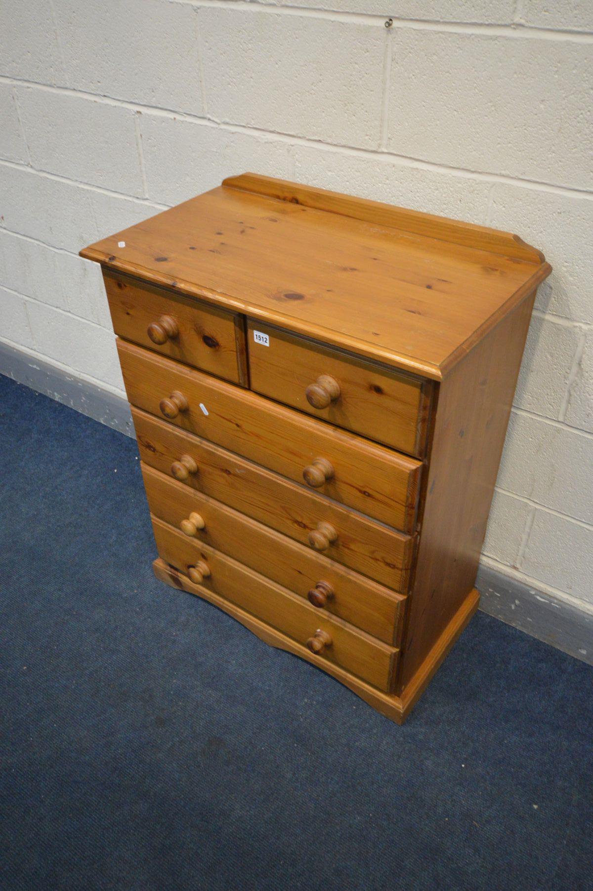 A PINE CHEST OF TWO SHORT OVER FOUR LONG DRAWERS, width 76cm x depth 42cm x height 96cm - Image 3 of 3