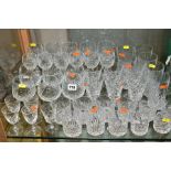 VARIOUS CUT GLASSES, to include wines, brandy, tumblers, port, etc (Condition:- unmarked)