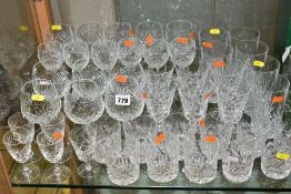 VARIOUS CUT GLASSES, to include wines, brandy, tumblers, port, etc (Condition:- unmarked)