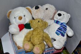 A QUANTITY OF MODERN SOFT TOYS, AND A DOOR STOP, Marks and Spencer Polar Bear, large dog door stop