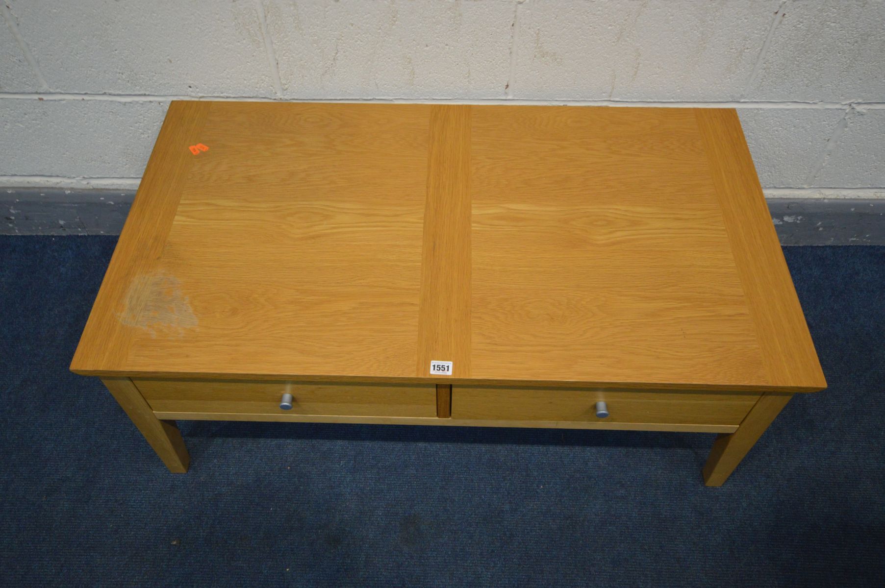 A LIGHT OAK COFFEE TABLE with two drawers, width 108cm x depth 61cm x height 41cm (condition:- fluid - Image 2 of 2