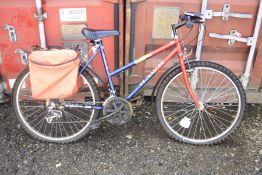 A BLUE AND RED HAWK TRAKATAK LADIES BICYCLE with Shimano gears and 19 inch frame