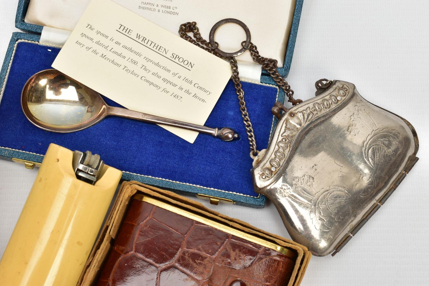 A SELECTION OF MISCELLANEOUS ITEMS, to include a silver Mappin & Webb spoon, an authentic - Image 3 of 7