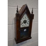 A LATE 19TH CENTURY ANSONIA STEEPLE SHAPED CLOCK with painted dial, Roman numerals, 8 day