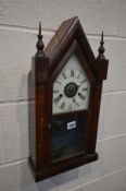 A LATE 19TH CENTURY ANSONIA STEEPLE SHAPED CLOCK with painted dial, Roman numerals, 8 day