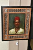 A HEAD AND SHOULDERS PORTRAIT OF A NORTH AFRICAN MALE WEARING A FEZ, indistinctly signed 20th