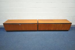 TWO G PLAN TEAK FOUR DOOR SIDEBOARDS, width 152cm x depth 47cm x height 49cm (condition:- originally