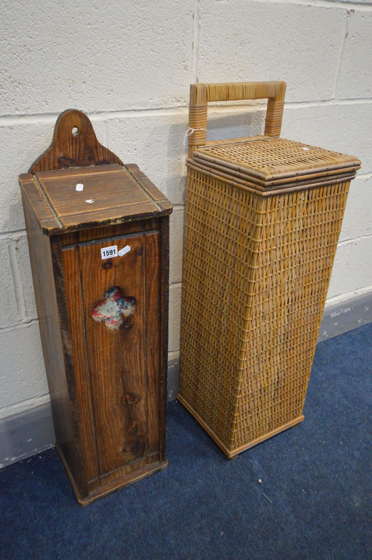 TWO FRENCH BAGUETTE BOXES, on wicker the other pine - Image 2 of 2