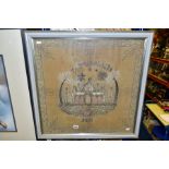 A NEEDLEWORK PICTURE DEPICTING THE TAJ MAHA,L AGRA, INDIA, framed size 60cm x 60cm (condition: dirty
