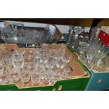 THREE BOXES OF GLASSWARES, to include cut, etched and moulded glass, manufactures to include