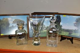 GOLFING INTEREST, the glass decanters and a trophy engraved with inscriptions for Walmley Gold Club,