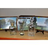 GOLFING INTEREST, the glass decanters and a trophy engraved with inscriptions for Walmley Gold Club,
