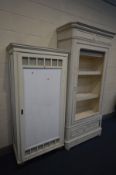 AN EARLY 20TH CENTURY CREAM PAINTED ARMOIRE, with multiple replacements and a single drawer, width