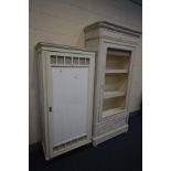 AN EARLY 20TH CENTURY CREAM PAINTED ARMOIRE, with multiple replacements and a single drawer, width