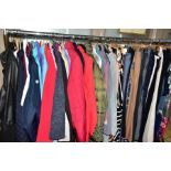 VARIOUS WOMENS CLOTHING, comprising coats, jackets, skirts, trousers and dresses, to include a black