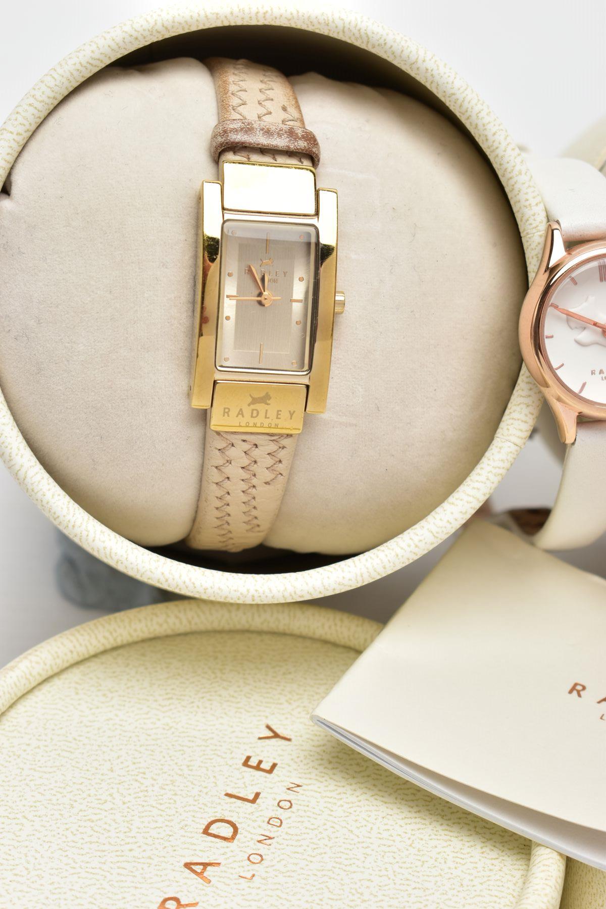 A SELECTION OF RADLEY WATCHES, one white and rose gold coloured watch, white watch face featuring - Image 3 of 4