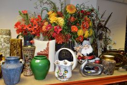 A QUANTITY OF LARGE VASES AND ORNAMENTS, including approximately thirty items, four vases contain