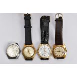 FOUR GENTLEMENS WRISTWATCHES, to include a gold-plated 'Avia' fitted with a black strap, a gold-