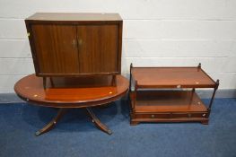 A MID CENTURY WALNUT DOUBLE TAMBOUR DOOR RECORD CABINET, width 79cm x depth 38cm x height 68cm,