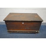 A VICTORIAN SCUMBLED PINE BLANKET CHEST, on later casters, width 95cm x depth 49cm x height 51cm