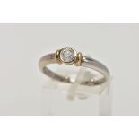 A 9CT WHITE GOLD, SINGLE STONE DIAMOND RING, designed with a round brilliant cut diamond, stamped