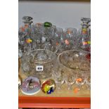 A GROUP OF GLASSWARES, to include cut glass decanters, bowls and stemware, makers to include
