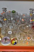 A GROUP OF GLASSWARES, to include cut glass decanters, bowls and stemware, makers to include