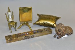 FIVE PIECES OF METALWARE/COLLECTABLES, comprising an Oriental silver plated and enamel