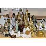 A GROUP OF MODERN ORIENTAL FIGURINES, to include fifteen figurines featuring people reading, fishing