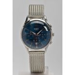 A GENTLEMENS 'HENRY LONDON' WRISTWATCH, round blue dial signed 'Henry London', Arabic twelve and