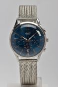 A GENTLEMENS 'HENRY LONDON' WRISTWATCH, round blue dial signed 'Henry London', Arabic twelve and