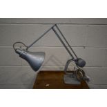 A HADRILL AND HORSTMANN GREY FINISH COUNTERBALANCE DESK LAMP,