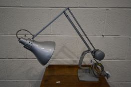 A HADRILL AND HORSTMANN GREY FINISH COUNTERBALANCE DESK LAMP,