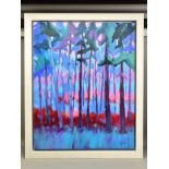 DAVID BRETT (BRITISH CONTEMPORARY) 'WINTER BLUES' an abstract Woodland landscape, signed bottom