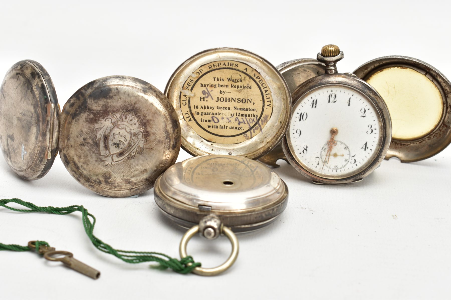 SIX POCKET WATCHES, to include five open face examples and one full hunter, one in a case, including - Image 7 of 8