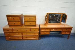 A G PLAN ALBANY TEAK BEDROOM SUITE, comprising of a dressing table with triple mirror with five