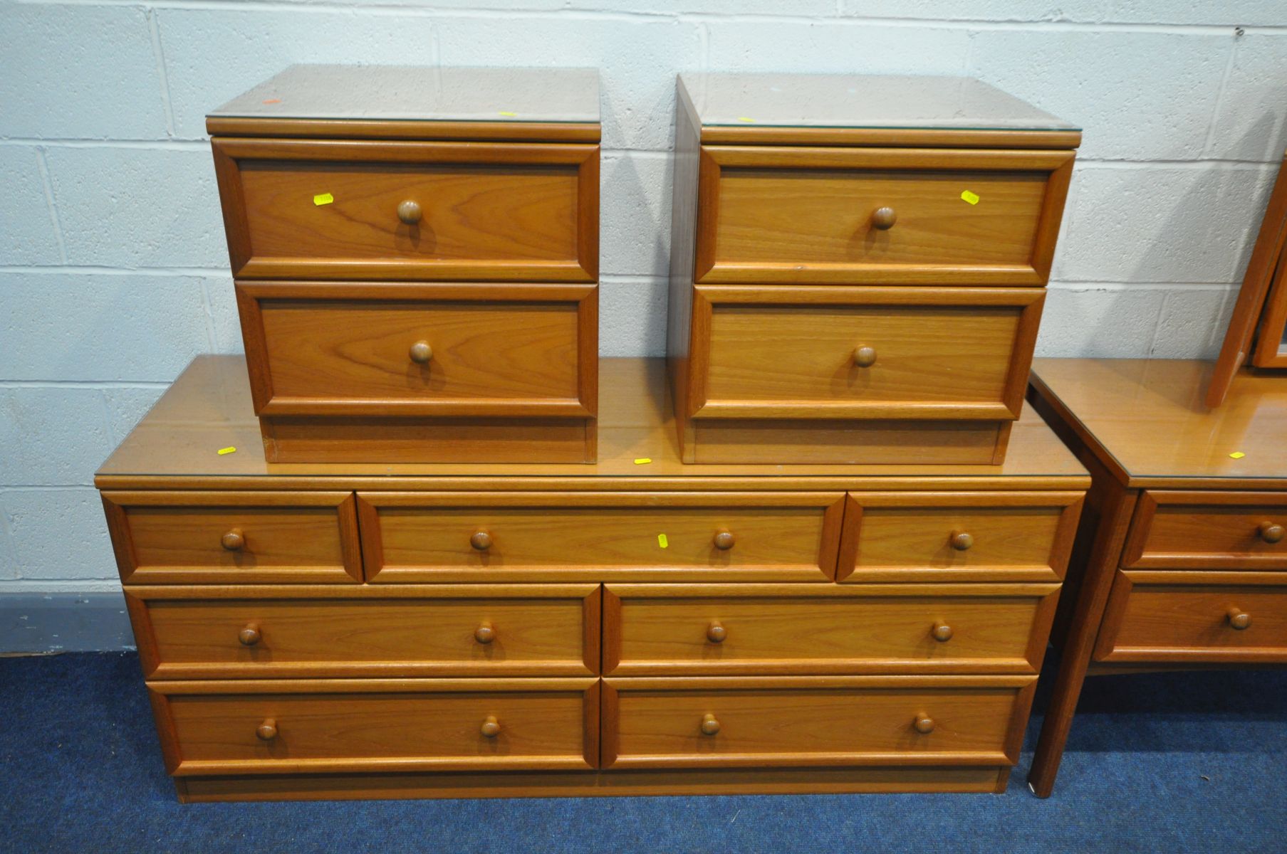 A G PLAN ALBANY TEAK BEDROOM SUITE, comprising of a dressing table with triple mirror with five - Image 2 of 5