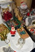 A BOXED ARTIFICIAL CHRISTMAS TREE AND TWO BOXES OF BOXED AND LOOSE CHRISTMAS DECORATIONS,