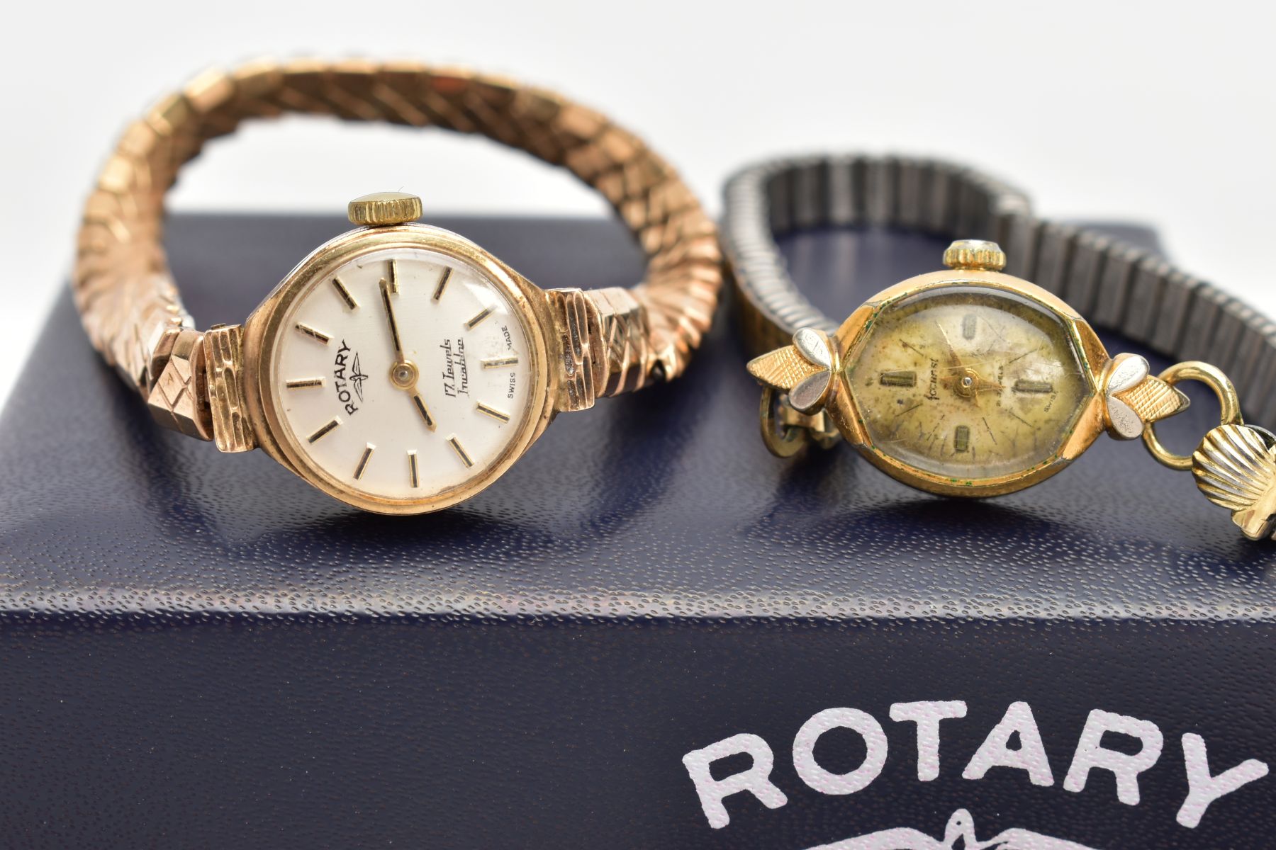 A LADY'S 9CT GOLD ROTARY WRISTWATCH AND FOUR OTHERS, hand wound movement, round silver dial, - Image 2 of 5