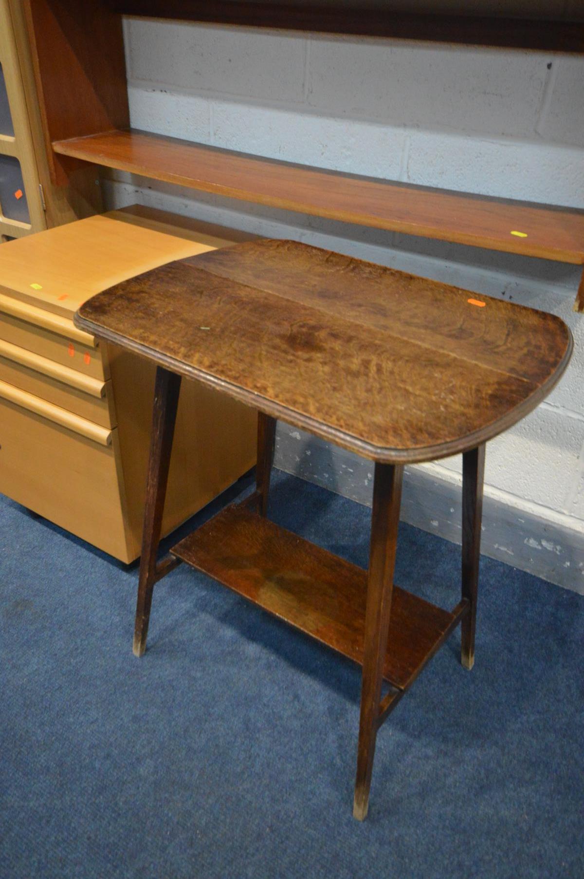 AN OAK OCCASIONAL TABLE, a tall modern two door cabinet, a beech three drawer filing cabinet and - Image 3 of 3