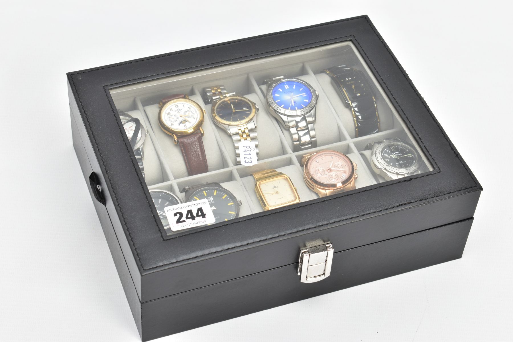SELECTION OF WATCHES IN A DISPLAY BOX, display box encasing ten watches, names to include Casio, - Image 4 of 4