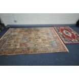 A WOOLLEN GARDEN DESIGN RUG, Sultan, made in turkey label attached, 285cm x 195cm and two other