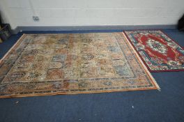 A WOOLLEN GARDEN DESIGN RUG, Sultan, made in turkey label attached, 285cm x 195cm and two other