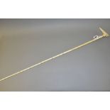 A 19TH CENTURY IVORY LION/ELEPHANT HANDLED SECTIONAL WALKING STICK), length 91cm (Condition:- one