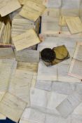 INDENTURES, approximately 150 -160 legal documents dating from 1837 - 1899 to include conveyances,