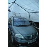 A CITROEN C3 FIVE DOOR HATCHBACK CAR in grey 1.4l petrol engine, no V5C, no keys, Mileage at last